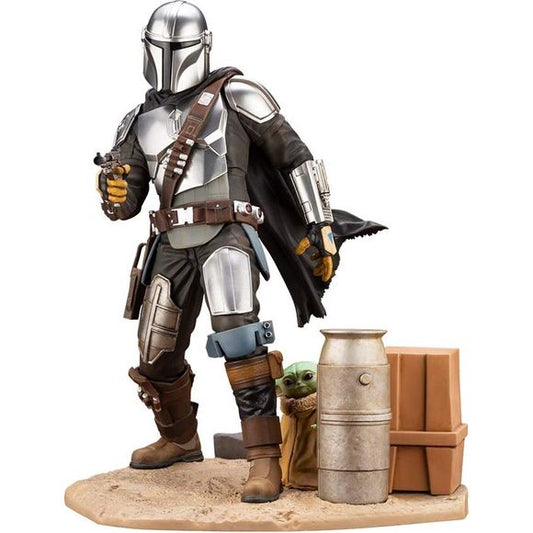 From the hit Disney+ series, The Mandalorian, comes a 1/7 scale ARTFX of the Mandalorian, a bounty hunter during the New Republic era tasked with a very special mission. 

Outfitted in newly crafted Beskar armor this scale figure features the latest suit upgrades along with a brand-new jetpack. Additionally, the right shoulder pauldron can be displayed with or without the Mudhorn™ signet. 

The Mandalorian is rendered brandishing his IB-94 blaster pistol, in an original pose capturing the essence of thi