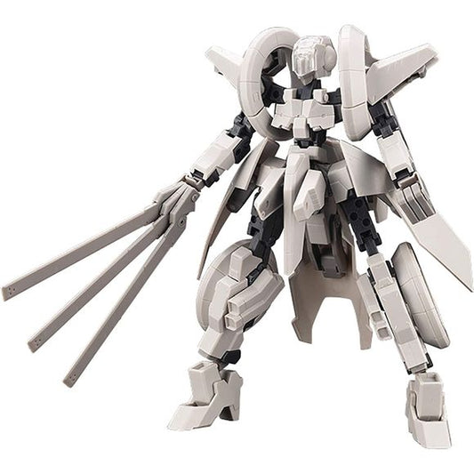 This is a special append kit made up of the exterior parts and armor set of the Frame Arms with some of the most unique transformation mechanisms in the series: "RF-12 WILBER NINE" and "RF-12/B SECOND JIVE". By combining with the separately sold "FRAME ARCHITECT TYPE-001 GRAY:RE2", users can recreate either "WILBER NINE" or "SECOND JIVE". The main coloration theme of the armor parts is set as off white. Due to the coloration being one that is easy to paint with, this is a model kit that users can enjoy pain