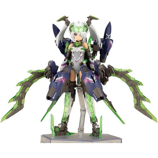 Hresvelgr=Cornix is the latest entry in Kotobukiya's Frame Arms Girl series! She's equipped with a new weapon, the Wing Shotel, a new hairstyle, and new expression parts; she's capable of three types of transformation that respects the variable mechanism of the Frame Arms series! The newly molded Wing Shotel transforms from her wings, which form a new silhouette in her flight form. She can transform into Normal Mode, Assault Claw Mode, and Air Cruiser mode. Pull-out joints have been added to her thighs with