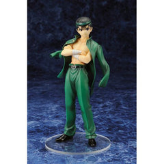 Kotobukiya proudly presents Yusuke Urameshi from the popular manga and anime series YuYu Hakusho in their new ARTFX J series, bringing classic Japanese characters to their fans worldwide. Yusuke stands ready for battle any supernatural menace in his green jacket and wrist wraps. Yusuke's coat is removable for your choice of display with or without his jacket flowing in the wind behind him. Standing 7.5 inches in 1/8 scale, Yusuke features Kotobukiya's famed craftsmanship in the finely sculpted detais all th