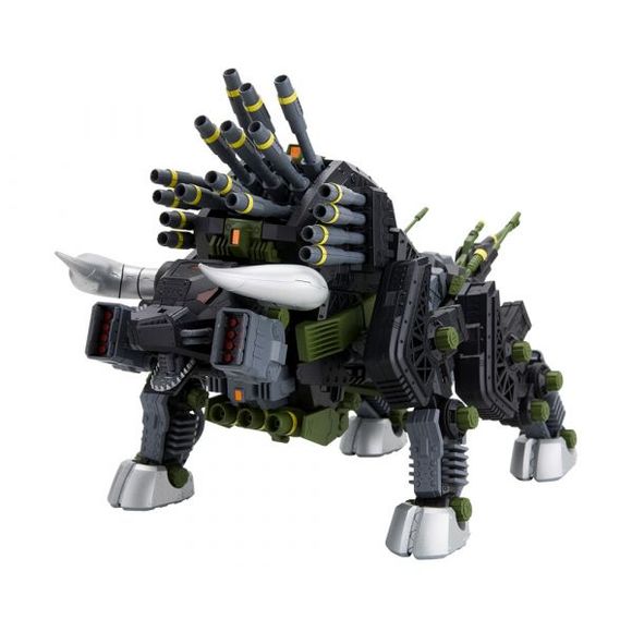 The heavily-armed Zoid with overpowering attack force.
The heavy assault Zoid created by the Helic Republic DIBISON joins the Zoids lineup with a wide variety of new decals!
The model’s unique form boasts an impressive range of articulation and flexibility on its hip and neck joints, allowing it to be displayed in a variety of dynamic action poses.
In addition to the original clear orange head cockpit, the kit also includes an additional clear part that can be customized with model paint.
Be sure to add