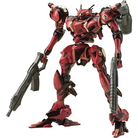 The Barbaroi from "Armored Core 4" returns to Kotobukiya's model-kit lineup! Everything except its core are made with new molds! This stylish robot comes with a wide variety of accessories, including its Mburucuya shotgun, the Acacia assault rifle, and the MP-O200 dispersion-type missile. The magazine of the Acacia can be detached, and the MP-O200 can be deployed thanks to its being movable and partially replaceable. Decals are also included, as are special parts compatible with Mechanical Flying Base 3 (th
