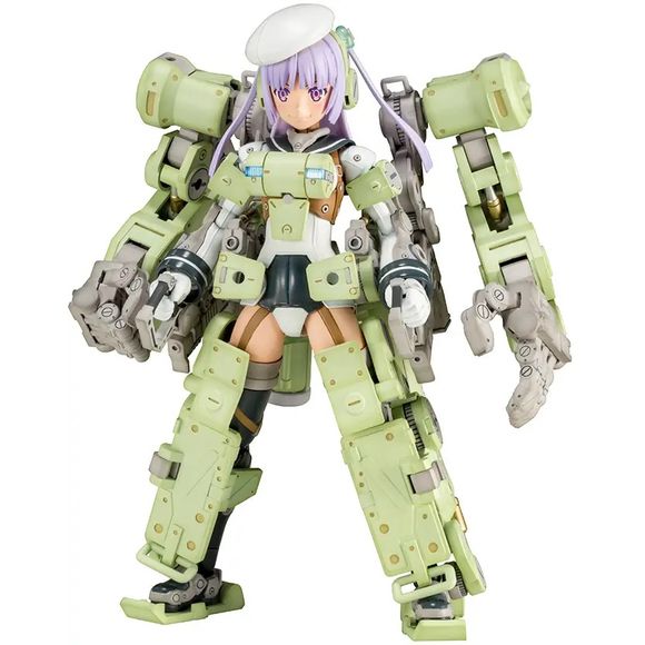<p>Build and customize Greifen from Kotobukiya's popular <em>Frame Arms Girl</em> series!</p>
<p>Based on the original Frame Arms Greifen mecha designed by Tomotake Kinoshita, Greifen combines an articulated character model with a massive mechanical powered suit. Her signature sub-arms and oversized mechanical hands give the completed kit an imposing appearance while offering plenty of possibilities for posing and customization.</p>
<p>Greifen's powered suit can be transformed into a bipedal vehicle confi