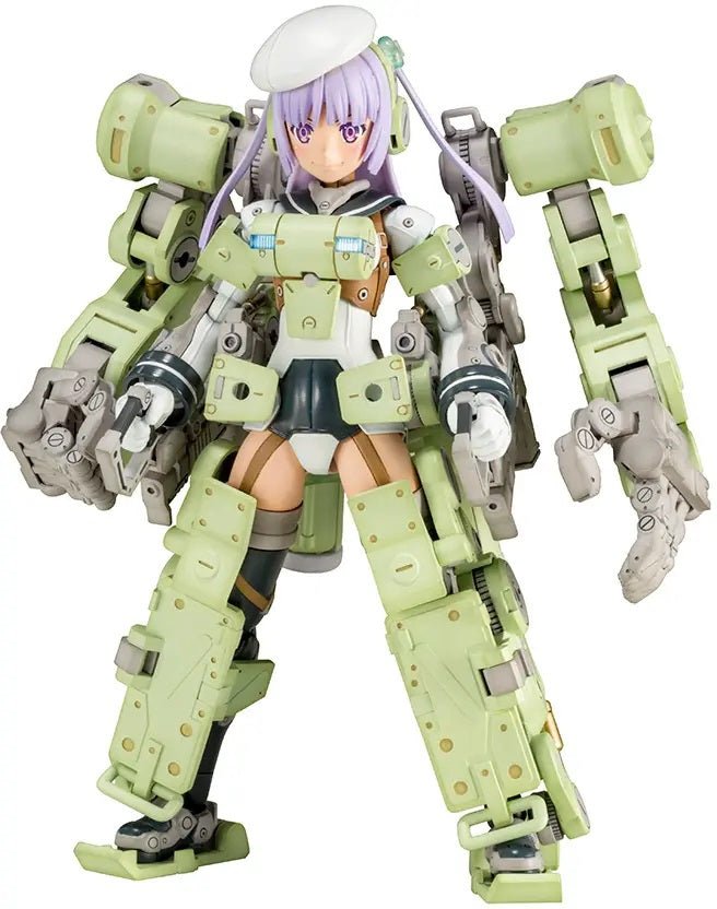 <p>Build and customize Greifen from Kotobukiya's popular <em>Frame Arms Girl</em> series!</p>
<p>Based on the original Frame Arms Greifen mecha designed by Tomotake Kinoshita, Greifen combines an articulated character model with a massive mechanical powered suit. Her signature sub-arms and oversized mechanical hands give the completed kit an imposing appearance while offering plenty of possibilities for posing and customization.</p>
<p>Greifen's powered suit can be transformed into a bipedal vehicle confi