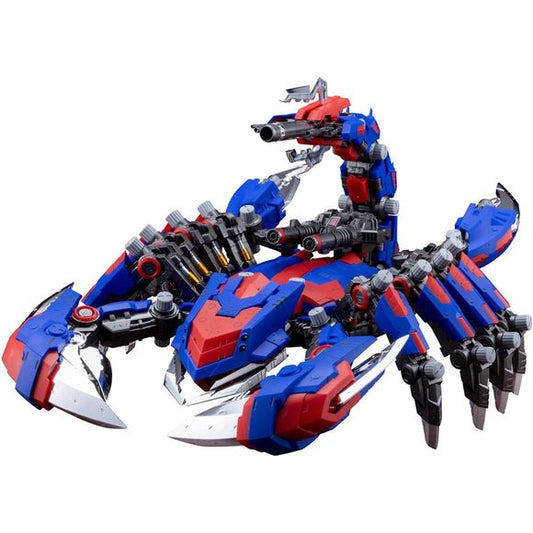 DEATH STINGER HILTZ Special from the anime ZOIDS CHAOTIC CENTURY returns.
The distinctive coloring of the unit piloted by Hiltz has been retained, while the Blade Liger mini-figure has an updated color scheme to better replicate its appearance in the series. Compared to previous versions, color separation has been increased.
In addition to the Ambient Organoid and standing Hiltz figures, the kit includes Hiltz as he appears while piloting the Death Stinger. Also included are special gold- and silver-plate