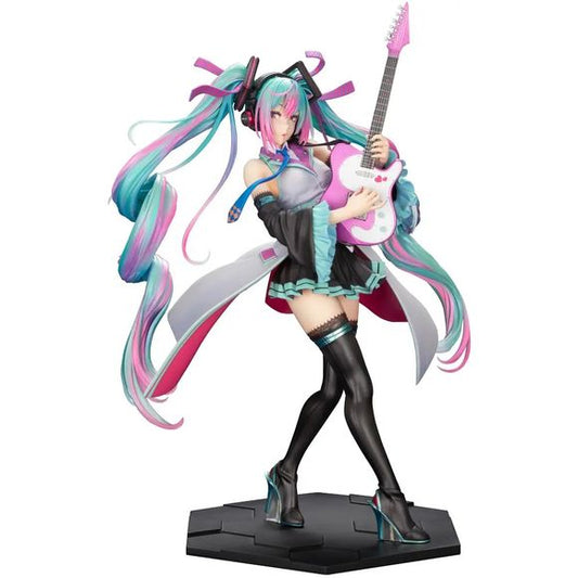 <p><strong>PRE-ORDER: Expected to ship in March of 2027.</strong></p>
<p>Hatsune Miku returns to Kotobukiya’s BISHOUJO ReMIX series, featuring a distinctive interpretation of the virtual singer by renowned illustrator Shunya Yamashita!</p>
<p>Miku is captured in the middle of an energetic stage performance, guitar in hand, with an original costume designed by Shunya Yamashita. Her outfit features layers of detailed frills, while the sculpted movement of her jacket and skirt gives the figure a dynamic sens