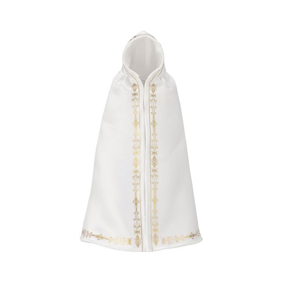 <p><strong>PRE-ORDER: Expected to ship in June of 2027.</strong></p>
<p>Complete your <strong>Megalomaria Unlimited Universe</strong> display with the <strong>Kotobukiya Stage Re:Fashion Infinity Cloak (Twilight Order Edition) in White</strong>. This optional hooded fabric accessory features the Twilight Order crest and gothic-style detailing printed in gold for a distinctive look.</p>
<p>The satin-like material has a subtle sheen and includes shaping wire sewn into the hood and hem. Arrange the fabric to