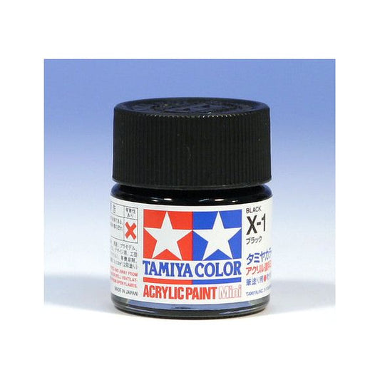 Tamiya Acrylic Paints are made from water-soluble acrylic resins and are excellent for either brush or spray painting. These paints can be used on styrol resins, styrofoam, wood, plus all of the common model plastics. The paint covers well, flows smoothly with no blushing or fading, and can be blended easily. 10ml screw top bottle. 

Proper ratio for paint thickness differs according to weather conditions. Rough guidelines of thinning ratio is 2:1-3:1 ( Tamiya Acrylic paint : thinner).

Continental US S