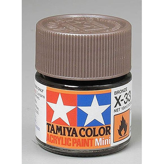 Tamiya Acrylic Paints are made from water-soluble acrylic resins and are excellent for either brush or spray painting. These paints can be used on styrol resins, styrofoam, wood, plus all of the common model plastics. The paint covers well, flows smoothly with no blushing or fading, and can be blended easily. 10ml screw top bottle. 

Proper ratio for paint thickness differs according to weather conditions. Rough guidelines of thinning ratio is 2:1-3:1 ( Tamiya Acrylic paint : thinner).

Continental US S