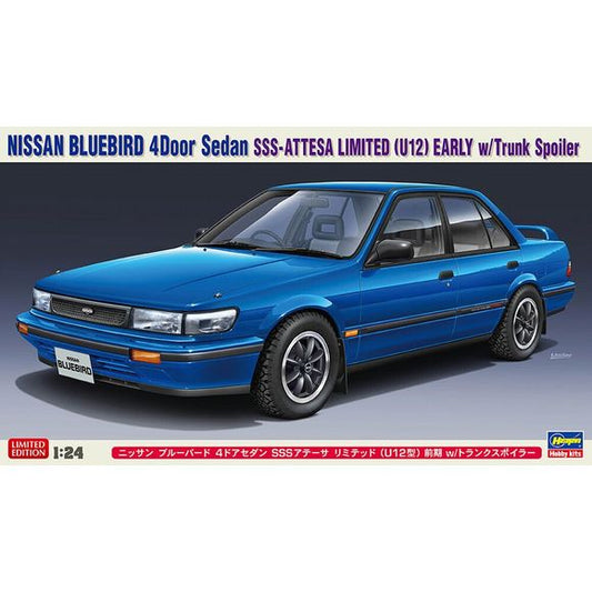 Hasegawa Nissan Bluebird 4-Door Sedan SSS ATTESA Limited (U12 type) Previous Term w/Trunk Spoiler 1/24 Scale Model Kit | Galactic Toys & Collectibles