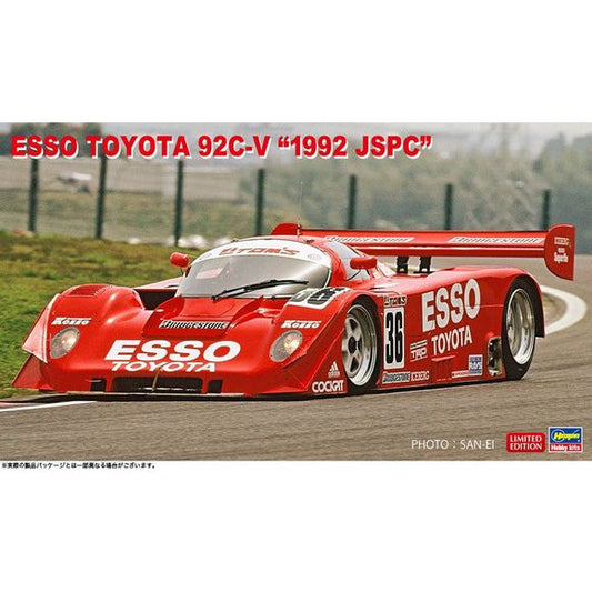 This limited-edition model kit from Hasegawa brings us the Esso Toyota 92C-V that participated in the 1992 All Japan Sports Prototype Car Endurance Championship! Window seals are included, as are additional parts for the front fender upper panel with a slit, front canard, and side windows. Decals are included for the Toyota Team Toms car no. 36, driven by Masanori Sekiya and Pierre-Henri Raphanel in Round 1 of the International Suzuka 500km. Place your order today!

[Mold Color]: White
[Size]: 20cm long, 8.