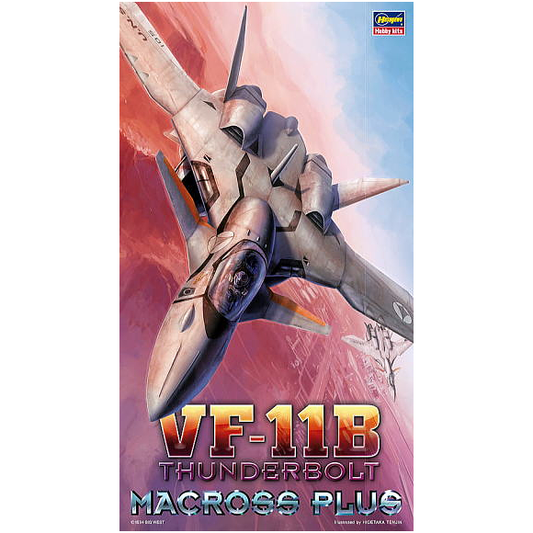 Macross fans are very happy to see Hasegawa's release of the VF-11B Thunderbolt, from Macross Plus! This kit is an all-new tooling, featuring movable and positionable parts, such as the swinging wings and positionable air brakes.  Paint and glue required for assembly.