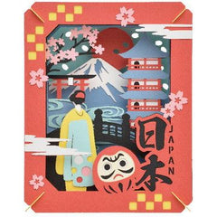 This "Paper Theater" item allows you to add a Japanese theme to your collection with this image of a geisha, a daruma, Mount Fuji and other iconic Japanese items! Simply assemble the precision laser-cut paper pieces and glue them together (glue is not included), and you'll have a wonderful display to show off on your shelf or wall.