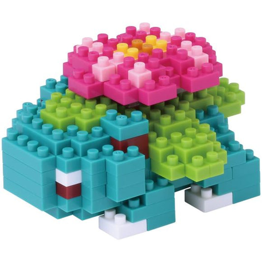 Nanoblock is a micro-sized building block designed in japan since 2008. Fun to build, Attractive to display, interesting to collect. a piece of nanoblock is the start of infinite creativity.
Venusaur from Nanoblock's Pokémon Collection series stands approximately 1.4" tall and has 160 pieces. This kit features all the details one would expect and is fun and easy to build! This is considered an entry level kit.