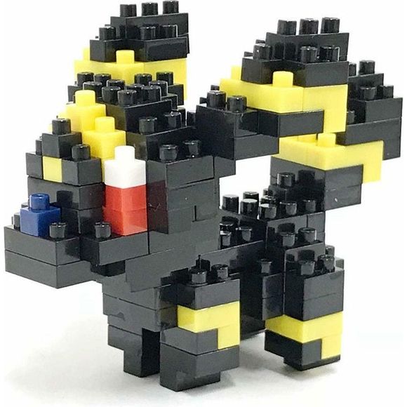 Nanoblock is a micro-sized building block designed in japan since 2008. Fun to build, Attractive to display, interesting to collect. a piece of nanoblock is the start of infinite creativity. Umbreon from Nanoblock's Pokémon Collection Series stands approximately 1.8" tall and has 130 pieces.