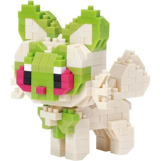Nanoblock is a micro-sized building block designed in japan since 2008. Fun to build, Attractive to display, interesting to collect. a piece of nanoblock is the start of infinite creativity.
Sprigatito from Nanoblock's Pokémon RS Series stands approximately 2.67" tall and has 280 pieces. Difficulty level is 2.