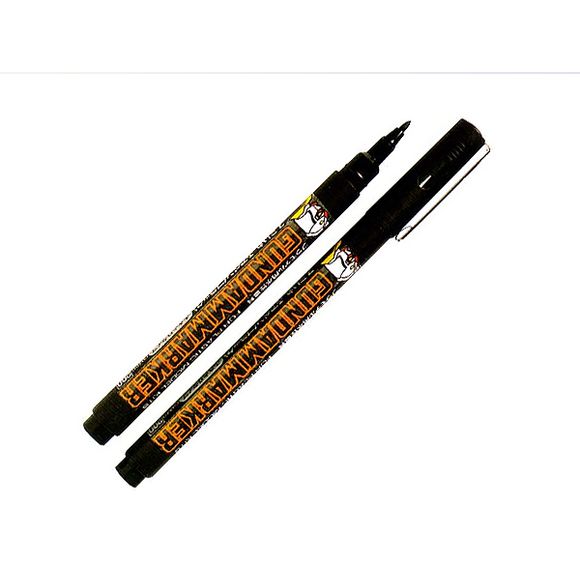 The ink drawing brush marker is most suitable for painting even finer engraved parts. The pen point is a brush type, and special water-based ink is used, so it can be applied on any kind of basecoat and paint run off can be wiped off. GM20 Black Brush Type Gundam Marker. For touch up's and detailing.