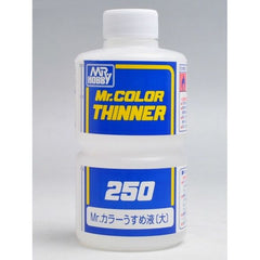 Mr Color Thinner is designed for use with Mr Color solvent based paints. Can also be used with Mr Hobby Aqueous Hobby Color. 250 ml Bottle.
Advised thinning ratio for airbrushing is 1:1.5 > 1:2 (Paint:Thinner)