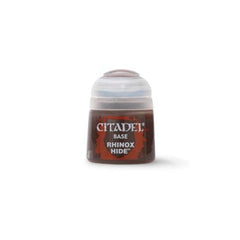 Rhinox Hide is a Citadel Base paint. Citadel Base paints are high quality acrylic paints specially formulated for basecoating your Citadel miniatures quickly and easily. They are designed to give a smooth matte finish over black or white undercoats with a single layer. This pot contains 12ml of Rhinox Hide, one of 34 Base paints in the Citadel Paint range. As with all of our paints, it is a non-toxic, water-based acrylic paint designed for use on plastic, metal, and resin Citadel miniatures.