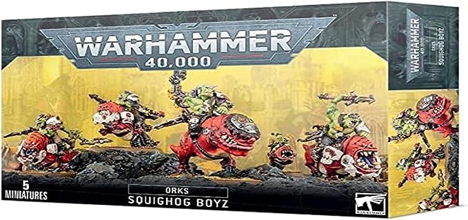 This kit builds one Nob on Smasha Squig, three Squighog Boyz, and one Bomb Squig.