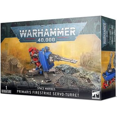 This kit builds one Firestrike Servo-turret. It is supplied with a choice of weapons and comes in 28 plastic components. It comes with an 80mm round base.