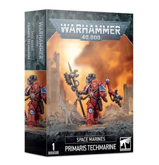 This kit builds one Primaris Techmarine. He is equipped with a grav-pistol, Omnissian power axe, servo-arm, mechadendrite, and a shoulder-mounted forge bolter. It is supplied in 24 plastic components and comes with a Citadel 40mm Round Base.