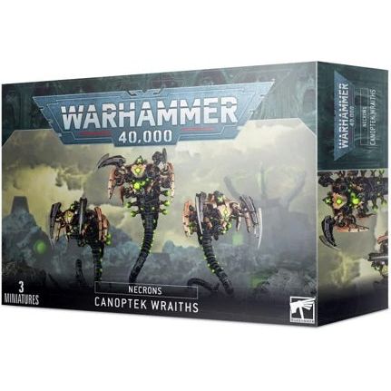 This multi-part plastic boxed set contains 135 components with which to build 3 Necron Canoptek Wraiths. This set comes with 3 Citadel 50mm Round bases.