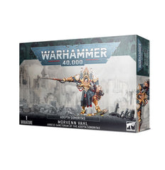 This kit builds one Morvenn Vahl, Abbess Sanctorum of the Adepta Sororitas. The kit is comprised of 41 plastic components, with which you can assemble one Morvenn Vahl, Abbess Sanctorum of the Adepta Sororitas, and is supplied with 1x Citadel 60mm Round Base. This kit also includes three head options, one with a helmet and two without.