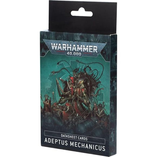 The armies of the Adeptus Mechanicus consist of cohorts of Skitarii cyborgs, bizarre war engines, and other fanatical followers of the Machine God, led into holy war by their robed Tech-Priests.

This set of 35 cards will help you keep track of your Adeptus Mechanicus forces in-game, with individual datasheets for every unit, detailing their profiles, wargear, options, and special abilities. You'll also find a reference card for the Adeptus Mechanicus army rules as well as special datasheet cards for use in