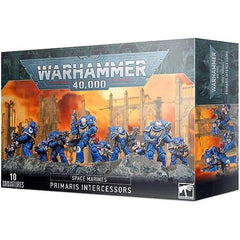 This multi-part plastic kit contains the components necessary to assemble a set of 10 Primaris Intercessors.