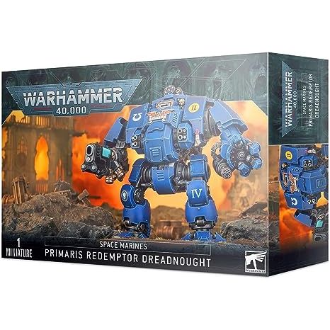 This multi-part plastic kit contains the components necessary to assemble a Primaris Redemptor Dreadnought.
