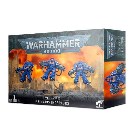 This multi-part plastic kit contains the components necessary to assemble a set of 3 Primaris Inceptors. The Primaris Inceptors come as 117 components, and are supplied with 3 Citadel 40mm Round bases, 3 45mm flying stems and an Ultramarines Infantry Transfer Sheet.