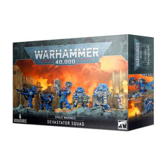 This multi-part plastic kit contains everything you need to build five Space Marine Devastators, one of which can be optionally assembled as a Space Marine Devastator Sergeant, with three Sergeant heads included. The poses these models can be assembled in are classic Devastator poses, with targeter helmets and castellated greaves.
Included in this squad:
Two Space Marine Grav-Cannon and Back Pack Assemblies;
Two Space Marine Missile Launcher and Back Pack Assemblies;
Two Space Marine Multi Melta and Ba