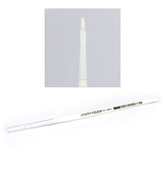 Synthetic brush fibers to prevent curling. Perfect for all of your base brushing needs. This versatile brush is great for quickly painting regular miniatures.