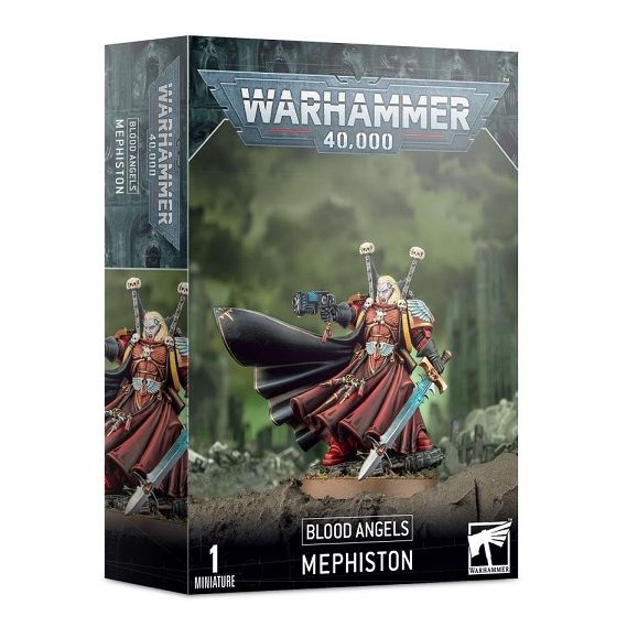This 16-piece plastic set makes one Mephiston, Lord of Death, and is supplied with one 40mm Citadel Round Base.