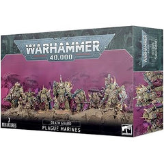 This multi-part plastic kit contains the components necessary to assemble a 7-man squad of Plague Marines.