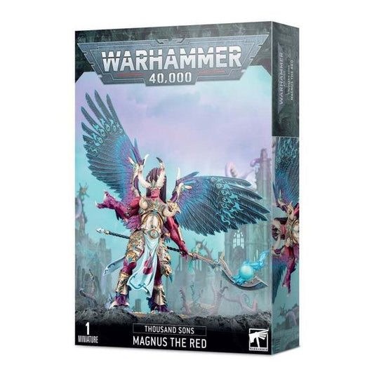 This multi-part plastic kit contains the components necessary to assemble Magnus the Red, Daemon Primarch of Tzeentch.
