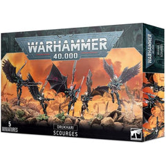 This multi-part plastic set contains five Drukhari Scourges in 80 components, including plenty of weapon upgrades in the form of a shredder, splinter cannon, haywire blaster, heat lance, blaster and a dark lance. There are also several weapon options should you wish to upgrade one of the Scourges into a Solarite to lead the unit. The set includes five 32mm bases. These miniatures are supplied unpainted and require assembly - we recommend using Citadel Plastic Glue and Citadel Paints.