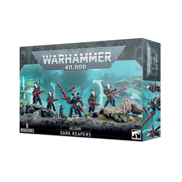 This kit builds one unit of Dark Reapers, 5 miniatures. This set comprises 82 plastic components and is supplied with 5x Citadel 28.5mm Round Bases and 1x Citadel 25mm Round Base. These miniatures are supplied unpainted and require assembly – we recommend using Citadel Plastic Glue and Citadel paints.