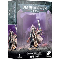 The kit is comprised of 23 plastic components, with which you can assemble one Black Templar Marshal, and is supplied with one Citadel 40mm round base. This miniature is supplied unpainted and requires assembly – we recommend using Citadel Plastic Glue and Citadel paints.