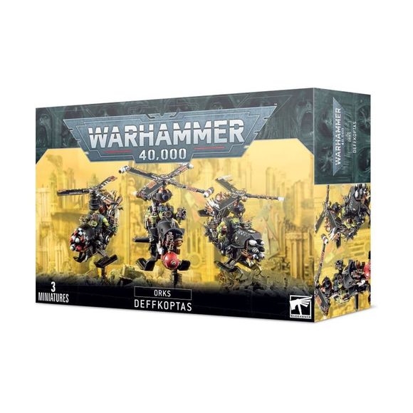 This kit builds three Deffkoptas. This kit comprises 37 plastic components and is supplied with 3x Citadel 75mm Oval Bases. These miniatures are supplied unpainted and require assembly – we recommend using Citadel Plastic Glue and Citadel paints.