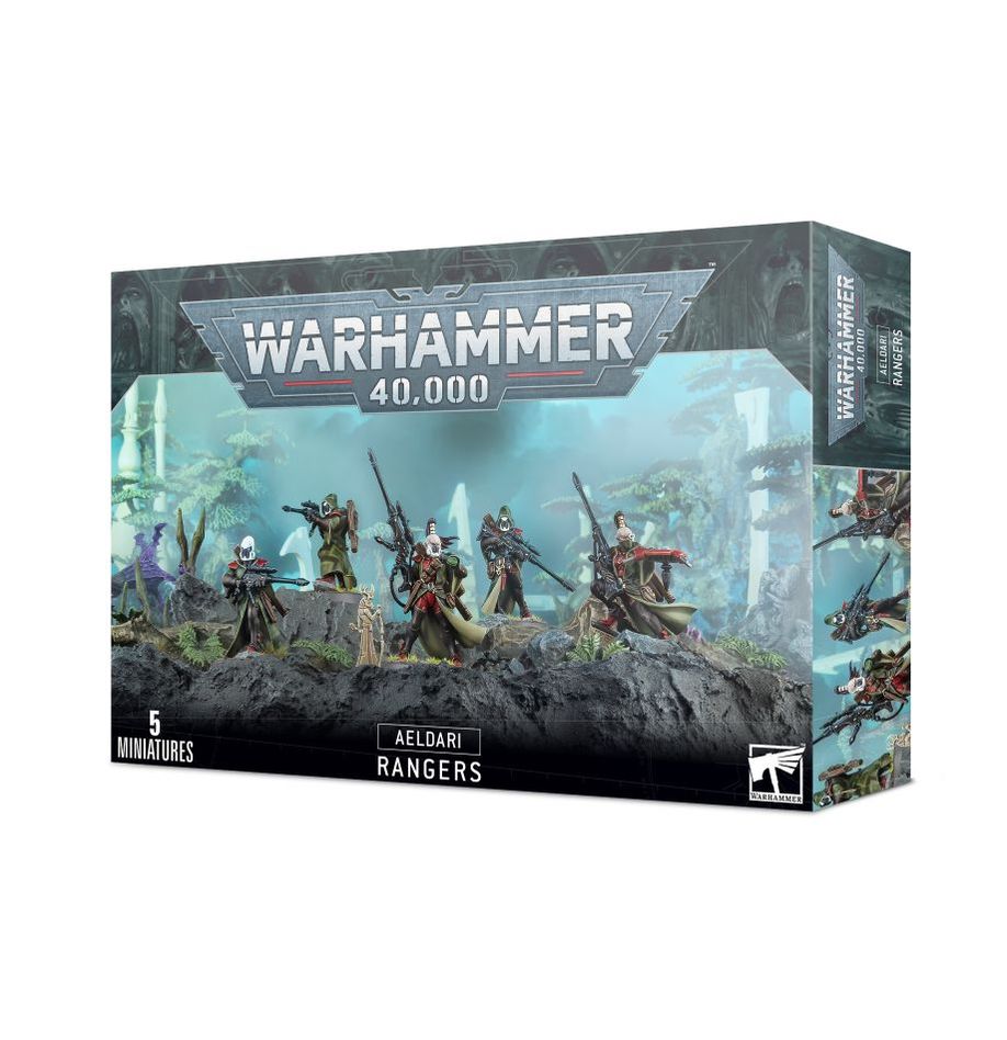 This kit builds five Aeldari Rangers. This set comprises 63 plastic components, and is supplied with 5x Citadel 28.5mm Round Bases, 1x Citadel 25mm Round Base, and 1x Aeldari Transfer Sheet containing 378 high-quality waterslide transfers.
These miniatures are supplied unpainted and require assembly – we recommend using Citadel Plastic Glue and Citadel paints.