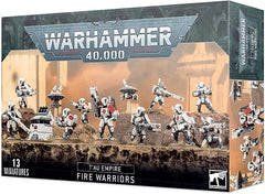 This multi-part plastic kit gives you everything you need to build ten T'au Empire Fire Warriors, in their Strike Team configuration. One model may be upgraded to a Shas'ui, and the kit includes two drones, a DS8 tactical support turret, a selection of different shoulder pads and back packs and a choice of weapons - pulse pistols, pulse carbines, EMP and photon grenades! 230 components in total, with ten Citadel 25mm Round bases, one Citadel 40mm Round base and two small flying bases.
This kit can also be