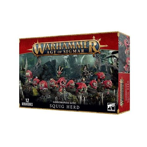 This kit features everything you need to build a herd of 10 squigs. This kit is supplied in 77 components and contains 12 x 25mm round bases.
These miniatures are supplied unpainted and require assembly.