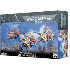 This multi-part plastic kit contains the components necessary to assemble a squad of 3 Vertus Praetors.