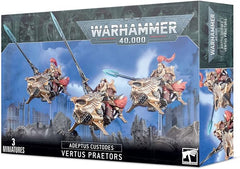 This multi-part plastic kit contains the components necessary to assemble a squad of 3 Vertus Praetors.