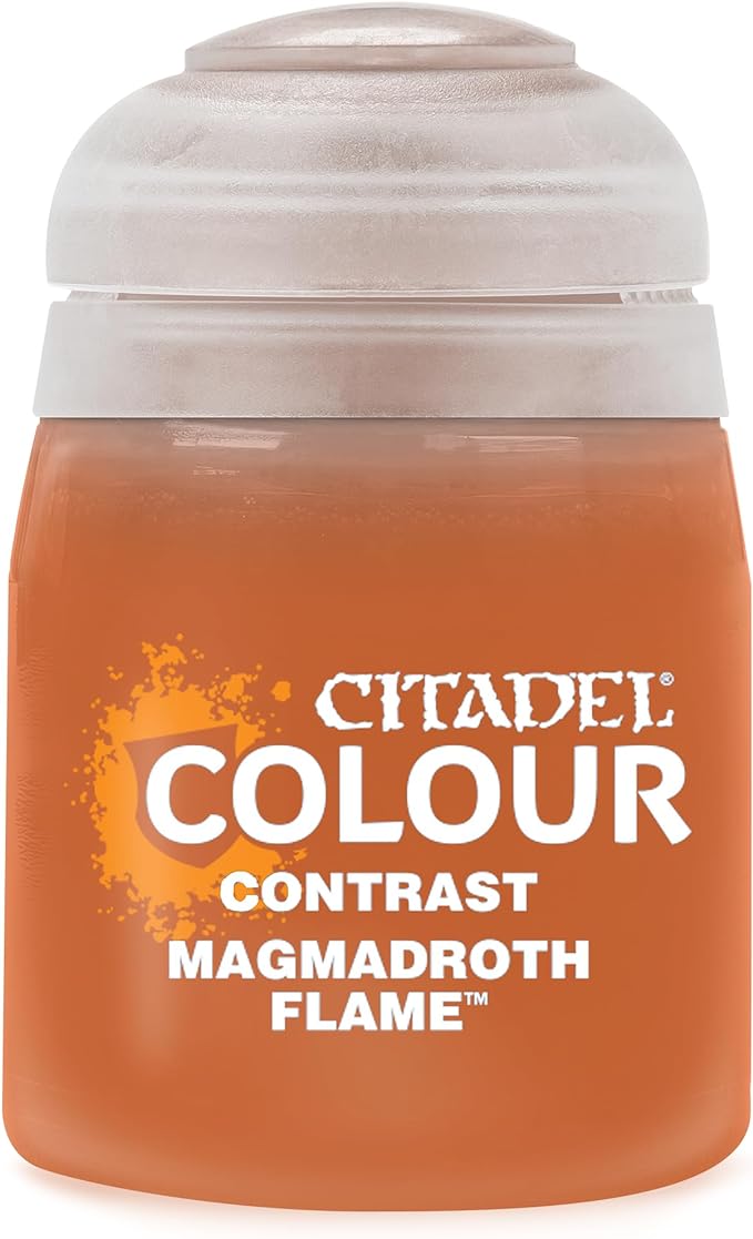 Games Workshop Citadel Contrast Paint: Magmadroth Flame (18ml)
Contrast is a revolutionary paint that makes beautiful painting simple and fast. Each Contrast paint, when applied over a light Contrast undercoat, gives you a vivid base and realistic shading all in a single application.
Pot size: 18ml
Bases, shades, and highlights your models with a single application
Water-based formula