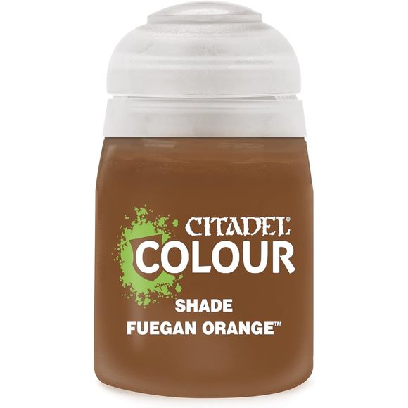 The familiar Citadel Shade color in a new formulation, 18ml paint pots. Specifications. Color Fuegan Orange. Capacity 18 ml. Weight 0.072 lbs