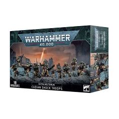 This multipart plastic kit builds 10 Cadian Shock Troops