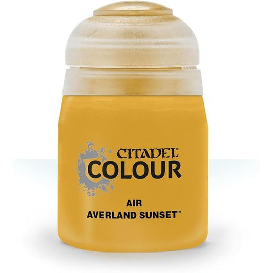 This paint pot contains .8 fl oz of Averland Sunset. This watercolor based paint is intended to be used with an airbrush.